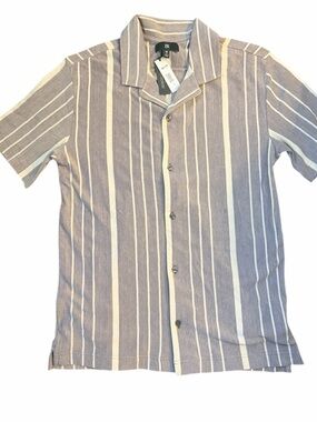Banana Republic Resort Shirt Men M Tall Striped Cotton Camp Collar Summer NWT